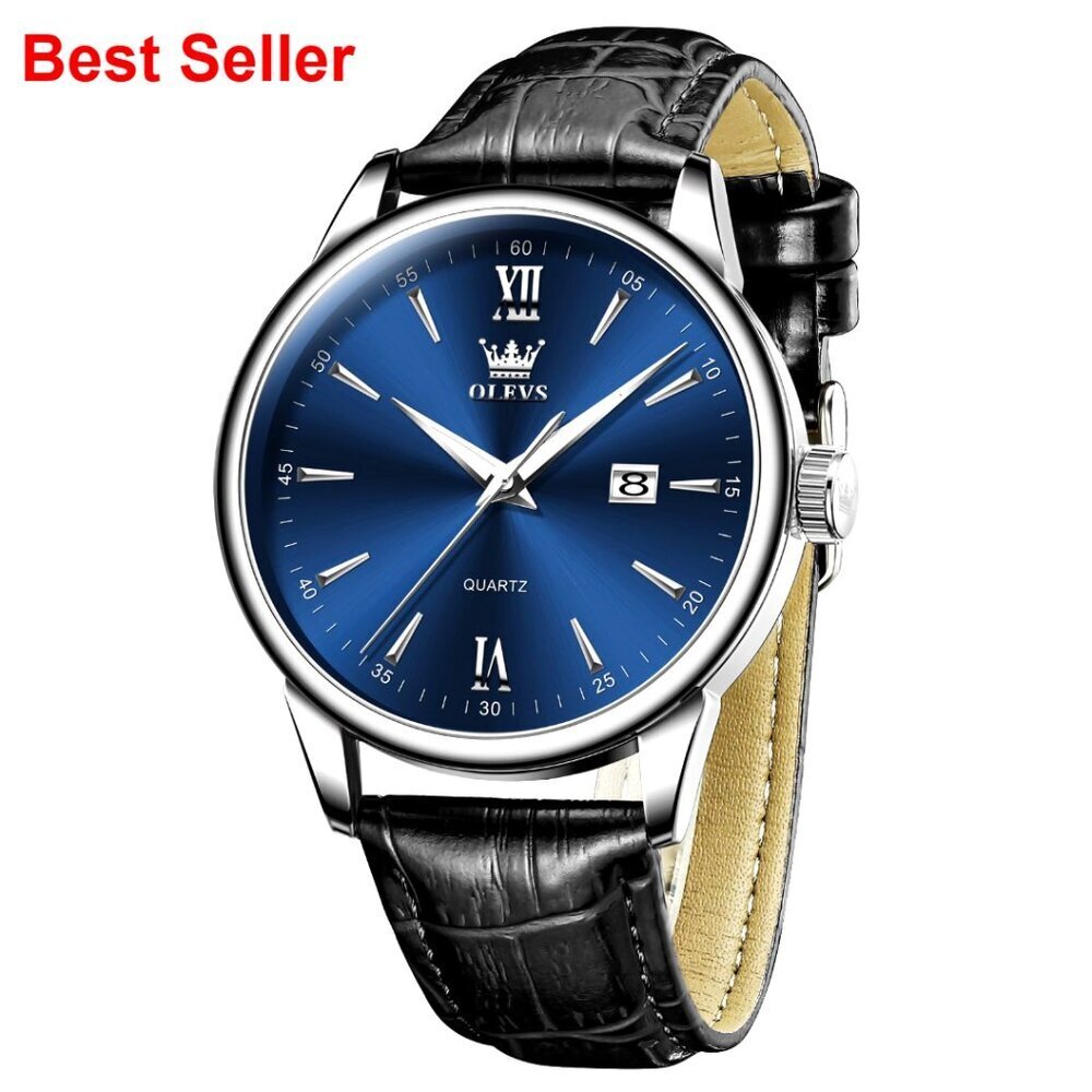 Men's Waterproof Analog Watch with Leather Band Roman Numerals